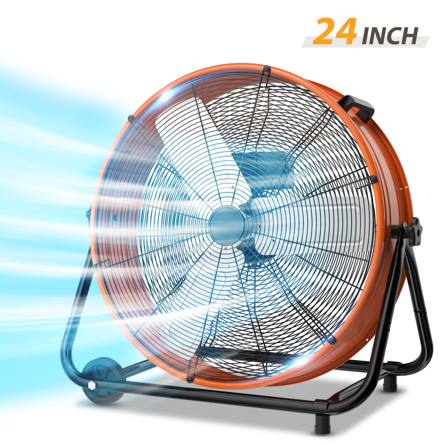 LifePlus 5620 CFM 24" High-Velocity Industrial Floor Fan Orange (#FGD-24T)