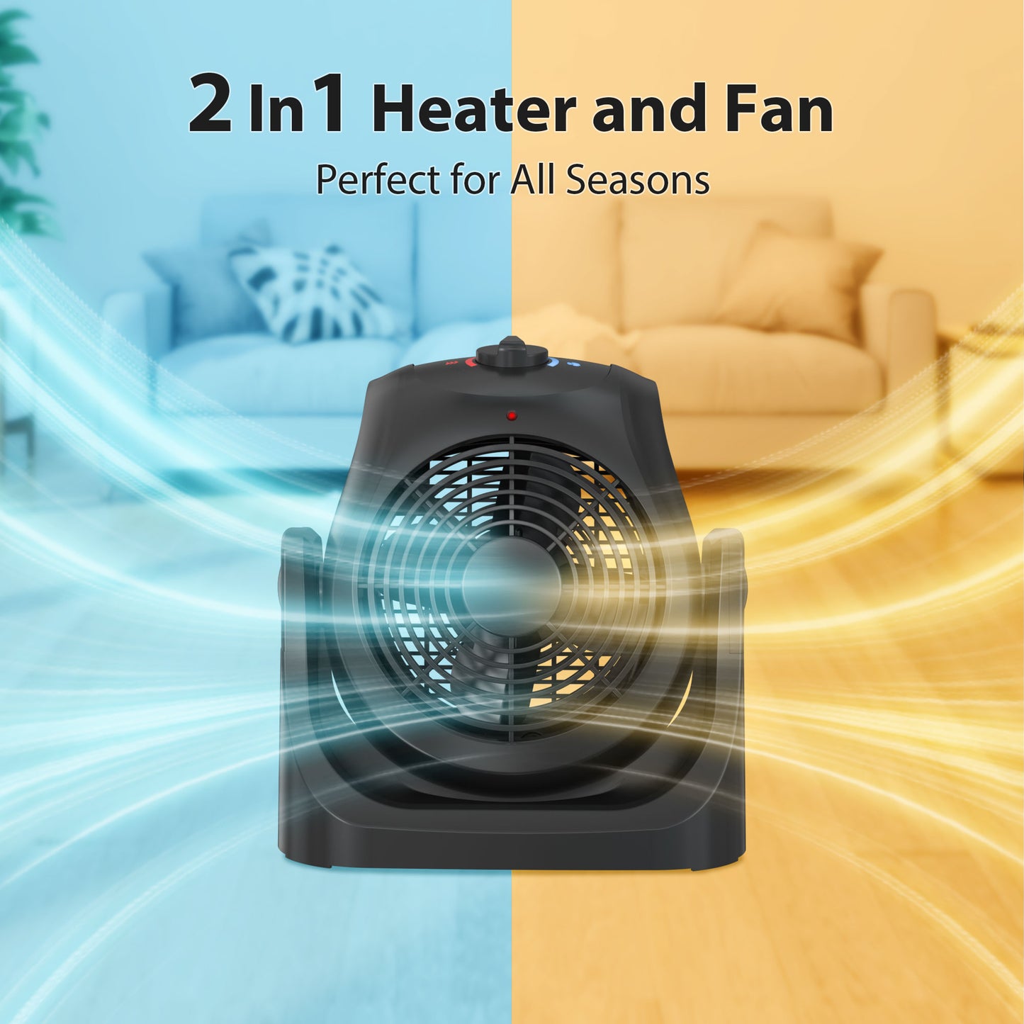 LifePlus 2-in-1 Space Heater & Fan – Energy Efficient with Overheat Protection Black (#SFH-185T)