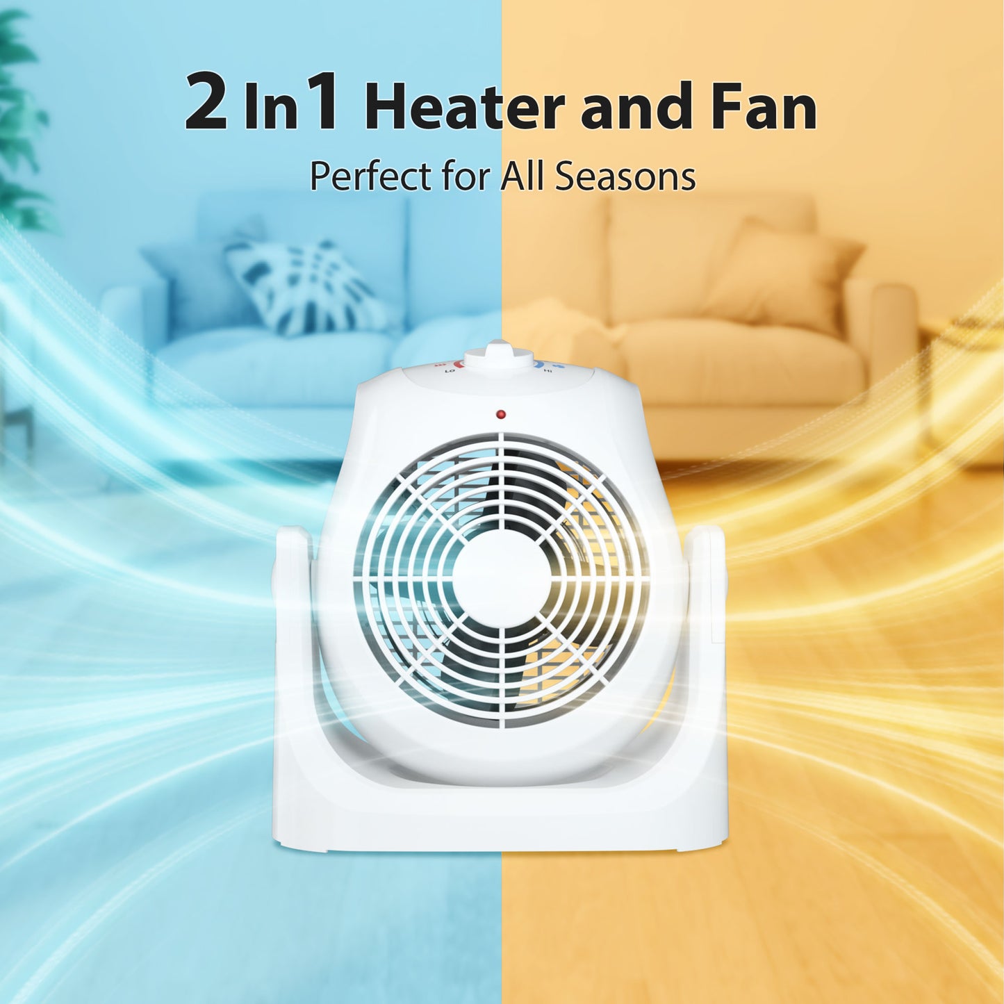 LifePlus 2-in-1 Space Heater & Fan – Energy Efficient with Overheat Protection White (#SFH-185T)