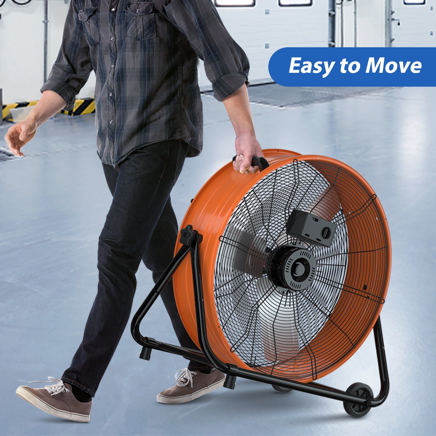LifePlus 5620 CFM 24" High-Velocity Industrial Floor Fan Orange (#FGD-24T)