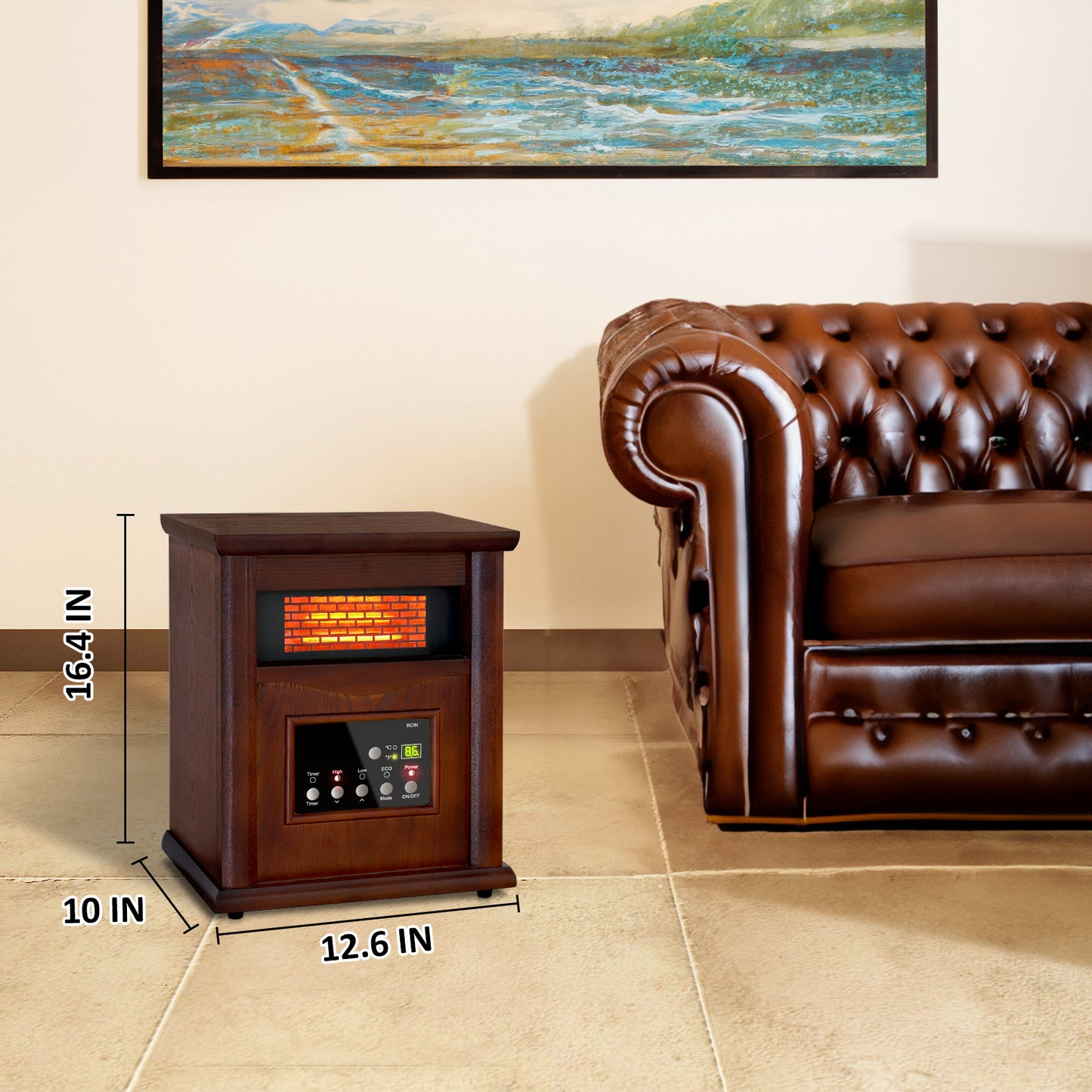 LifePlus 1500W Infrared Quartz Space Heater – Portable Wood Design with Remote (#GD9315BCW_3J)