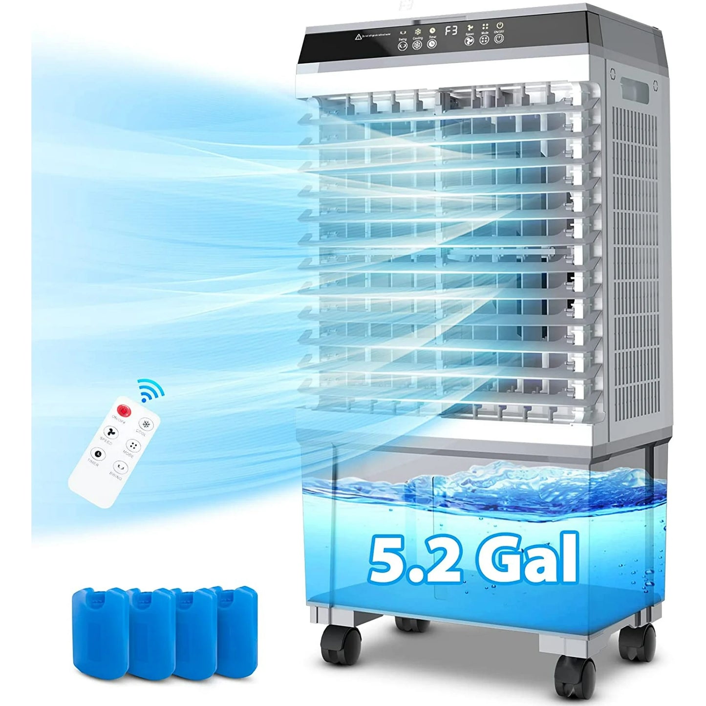 LifePlus 20L Portable Evaporative Cooler & Humidifier – 1800 CFM for Indoor/Outdoor Use (#JH-310Y)