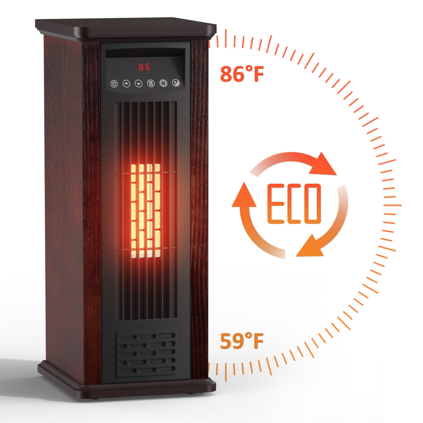 LifePlus 24" 1500W Infrared Quartz Heater – Portable with Remote (#TWH-15Q2)