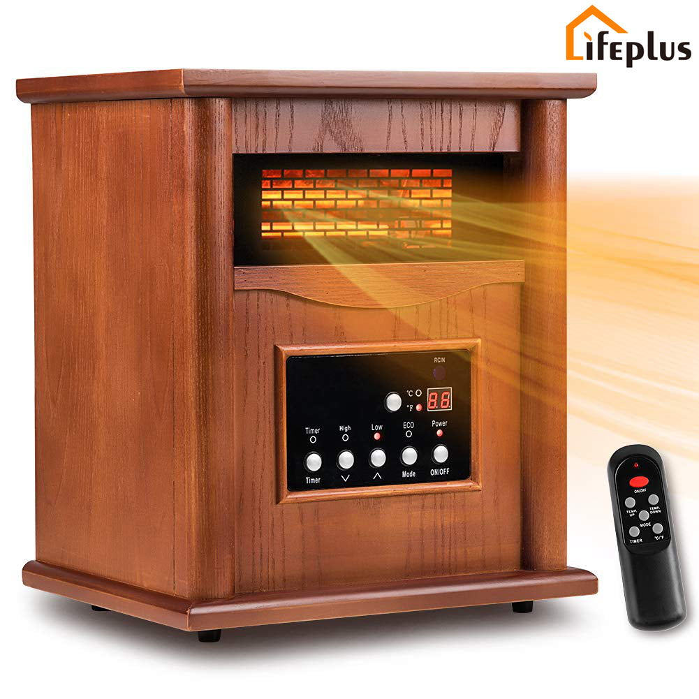 LifePlus Portable Infrared Quartz Heater – Energy Efficient with Remote & Thermostat (#GD9315BCW-3J)