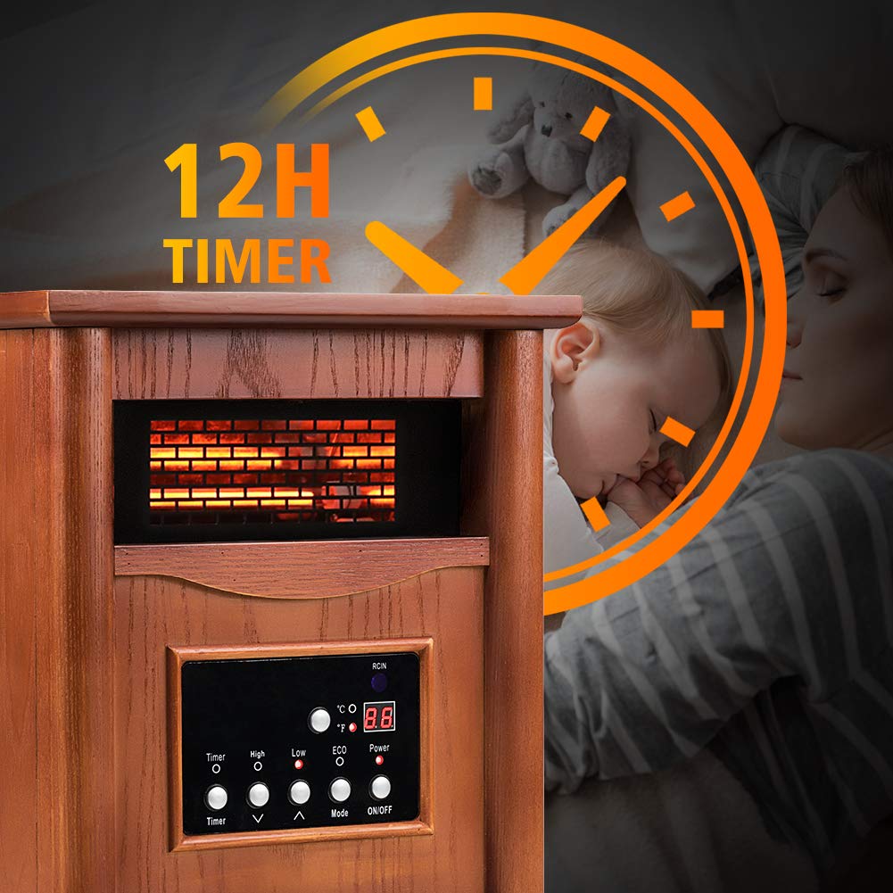 LifePlus Portable Infrared Quartz Heater – Energy Efficient with Remote & Thermostat (#GD9315BCW-3J)