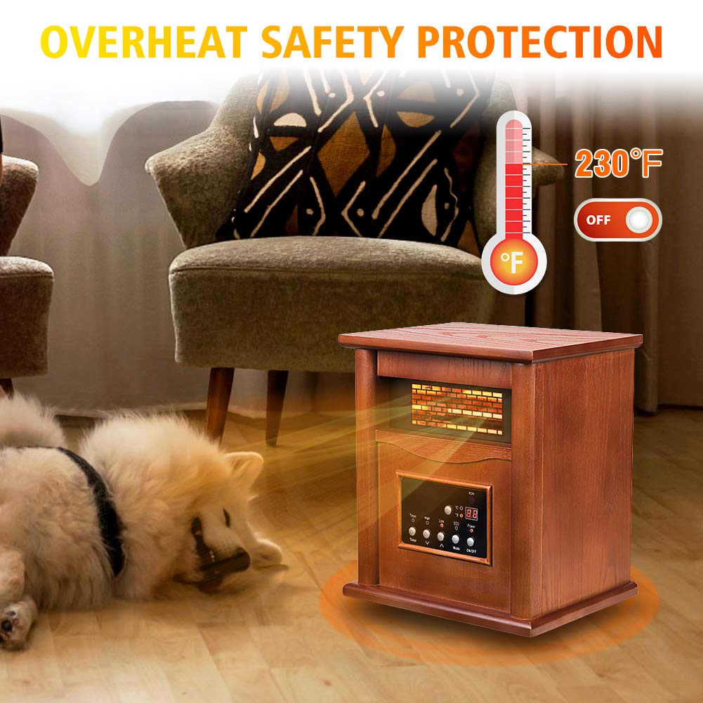 LifePlus Portable Infrared Quartz Heater – Energy Efficient with Remote & Thermostat (#GD9315BCW-3J)