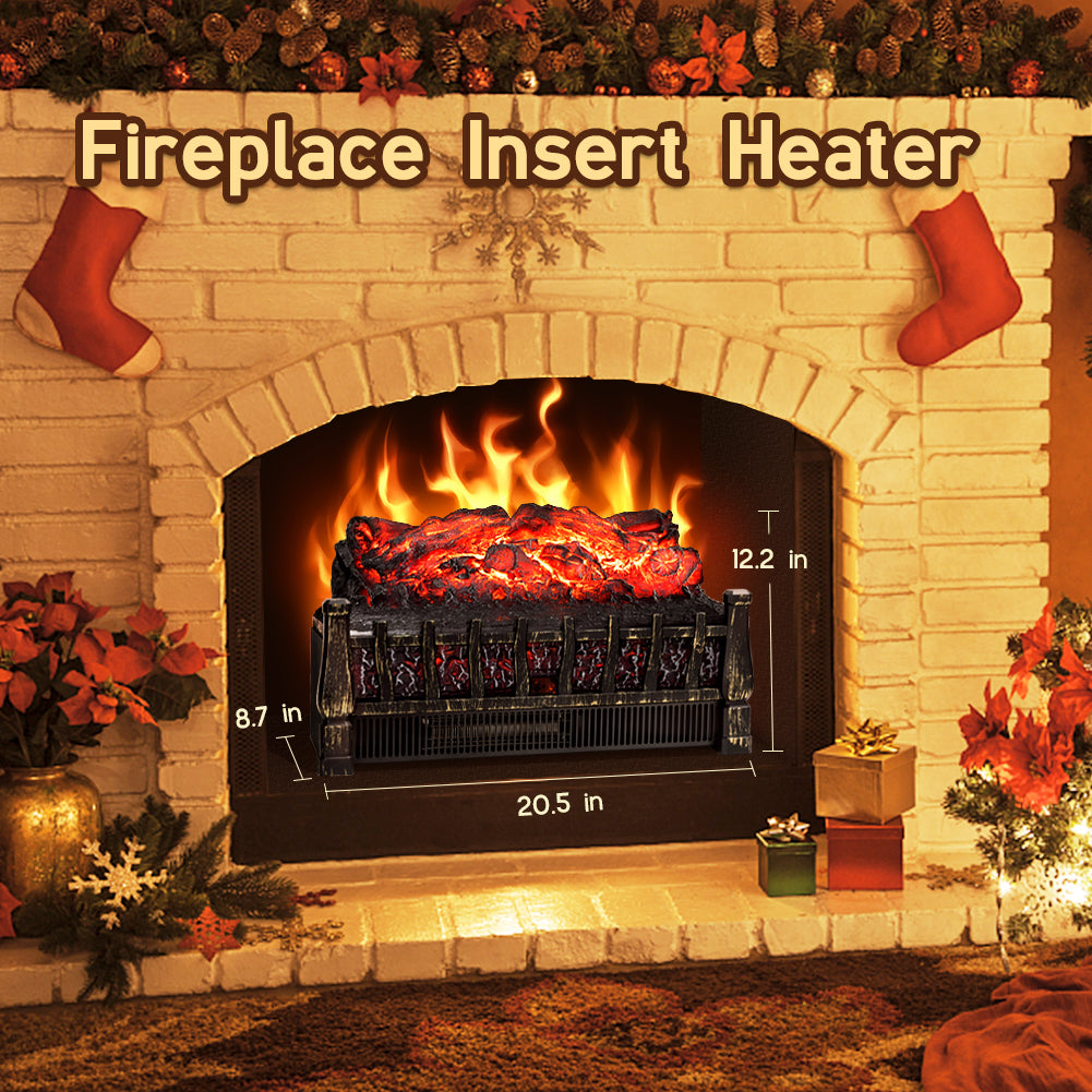 LifePlus 23" Electric Fireplace Insert Heater – 1500W with Remote Control & Realistic Flame (#FP201R)