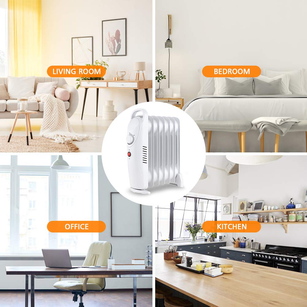 LifePlus 700W Electric Oil Radiator – Portable Heater with Thermostat & Safety (#OH-12)