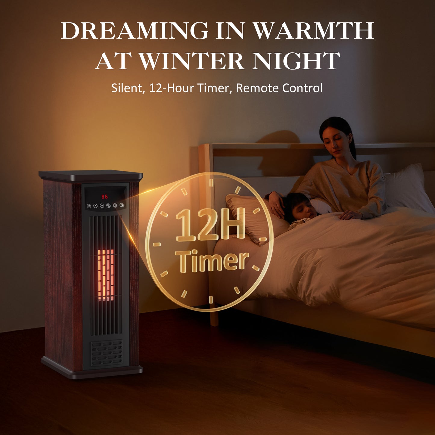 LifePlus 24" 1500W Infrared Quartz Heater – Portable with Remote (#TWH-15Q2)