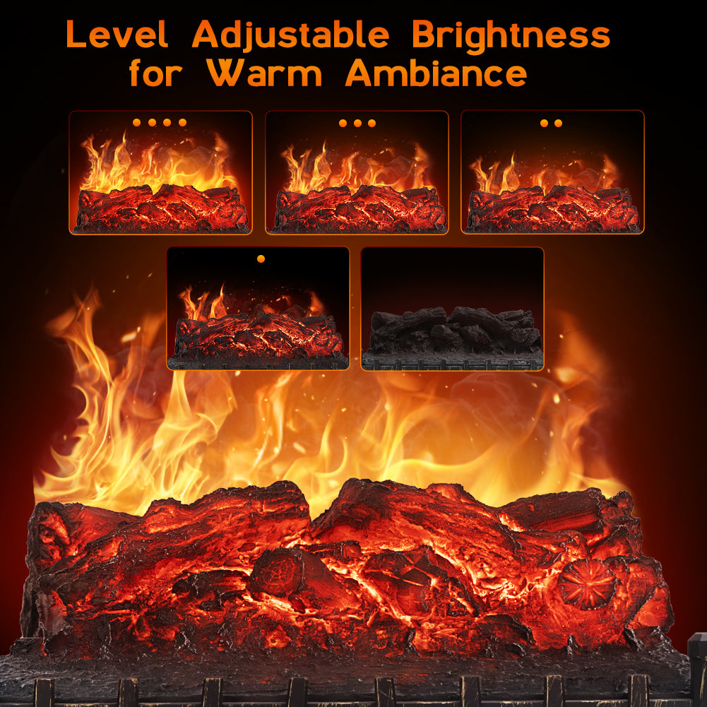LifePlus 23" Electric Fireplace Insert Heater – 1500W with Remote Control & Realistic Flame (#FP201R)