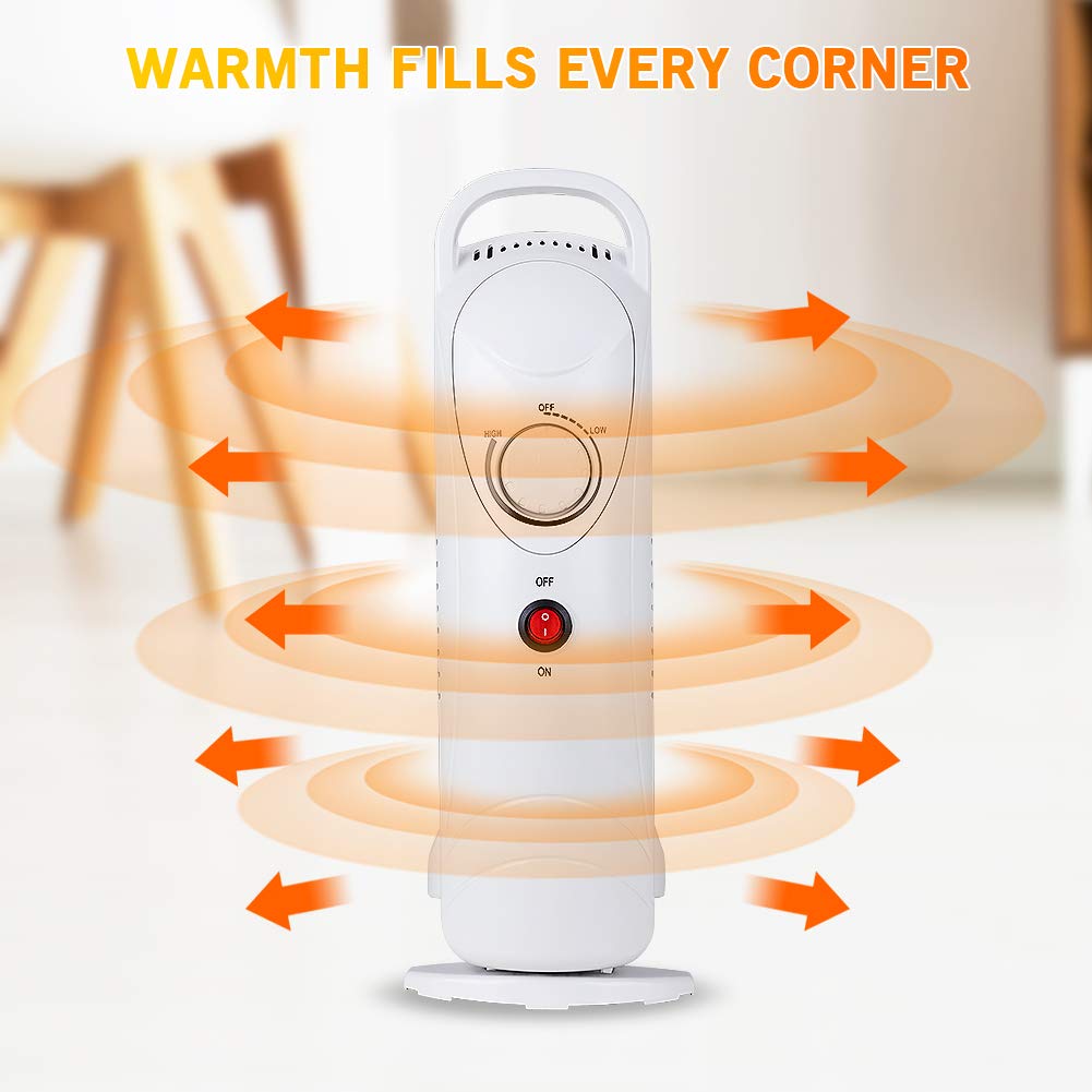 LifePlus 700W Electric Oil Radiator – Portable Heater with Thermostat & Safety (#OH-12)