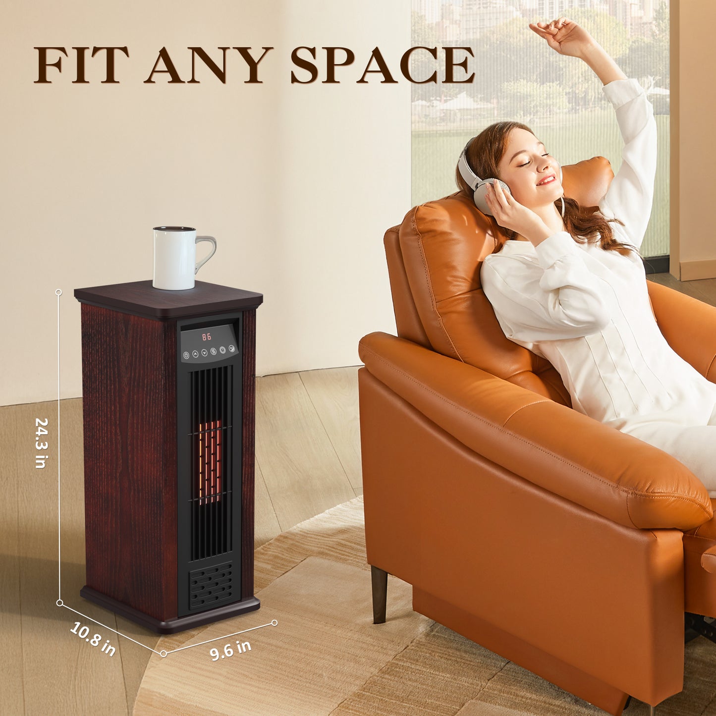 LifePlus 24" 1500W Infrared Quartz Heater – Portable with Remote (#TWH-15Q2)