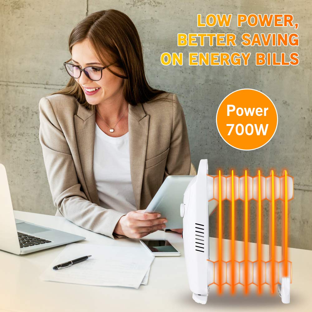 LifePlus 700W Electric Oil Radiator – Portable Heater with Thermostat & Safety (#OH-12)