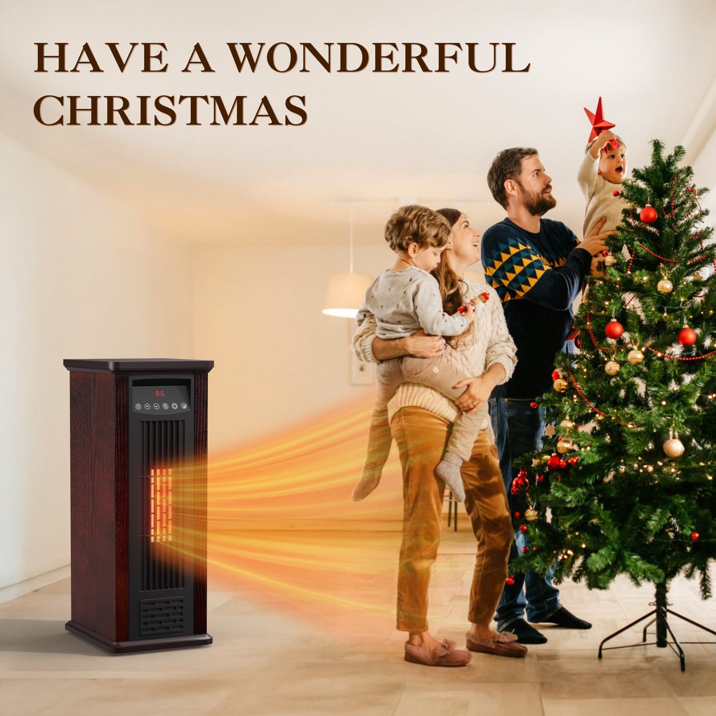 LifePlus 24" 1500W Infrared Quartz Heater – Portable with Remote (#TWH-15Q2)