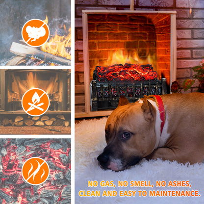 LifePlus 23" Electric Fireplace Insert Heater – 1500W with Remote Control & Realistic Flame (#FP201R)